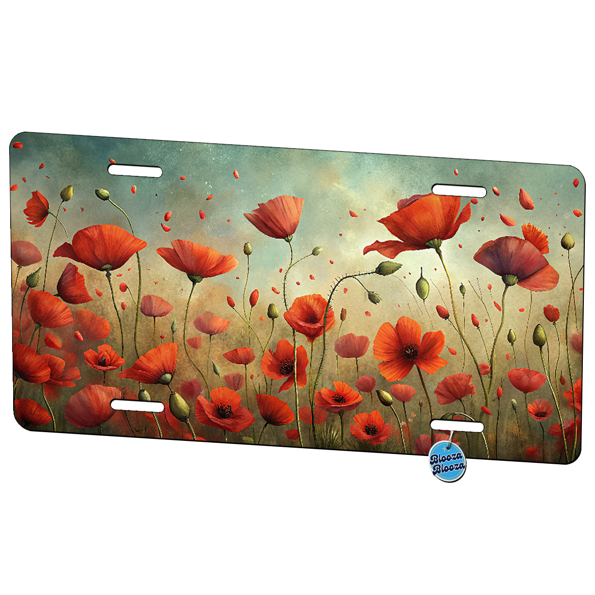 Scattered Poppies Flowers Metal Vanity Novelty Tag License Plate for Trucks Cars SUVs