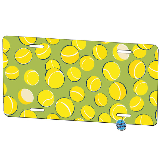 Scattered Simple Yellow Tennis Balls Pattern Metal Vanity Novelty Tag License Plate for Trucks Cars SUVs