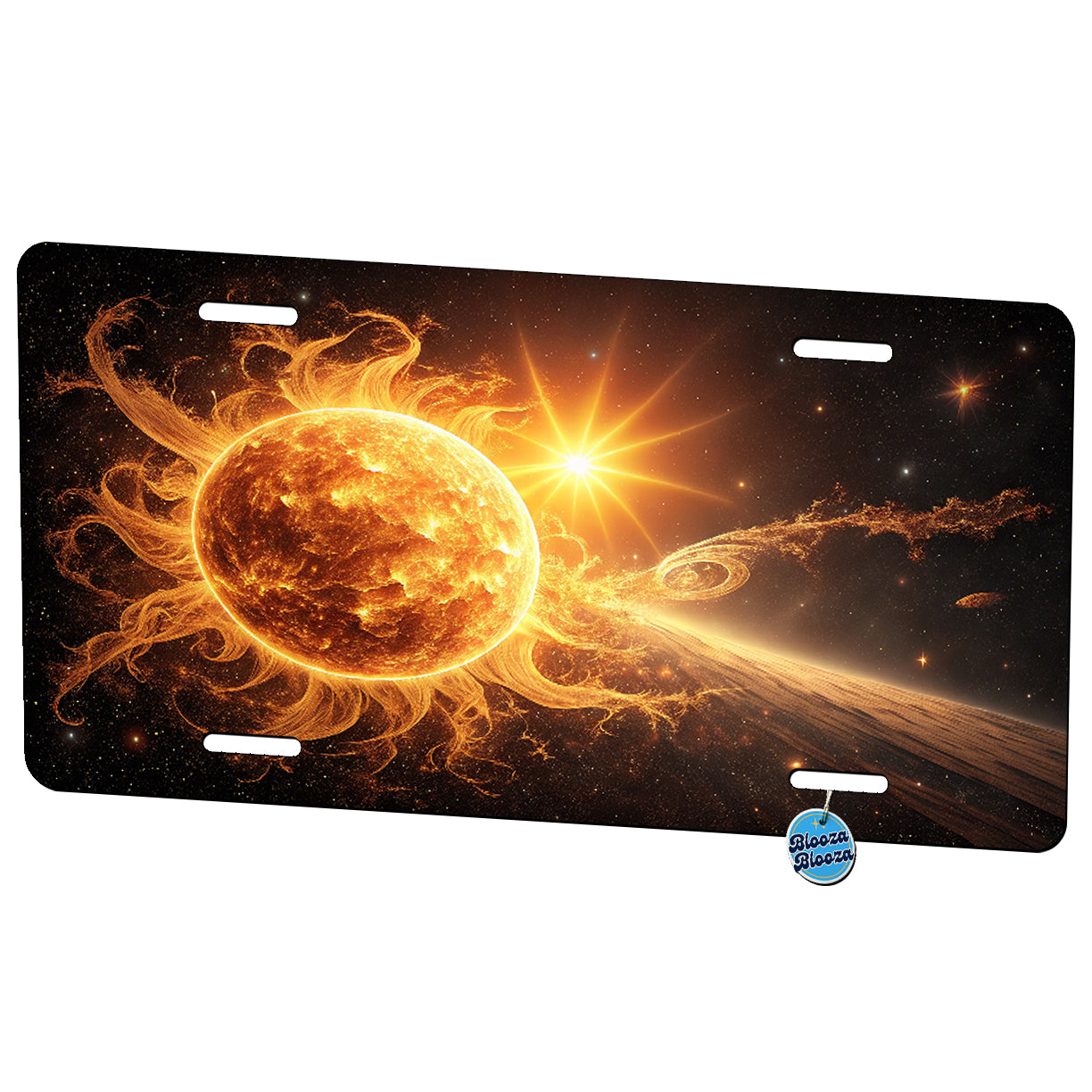 Suns Blazing Space Metal Vanity Novelty Tag License Plate for Trucks Cars SUVs