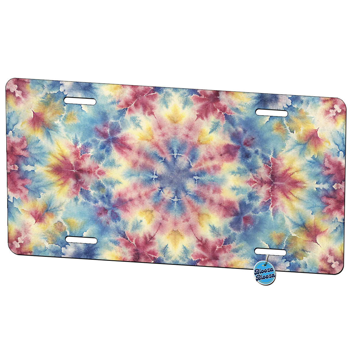 Tie Dye Blue Yellow Pink Metal Vanity Novelty Tag License Plate for Trucks Cars SUVs