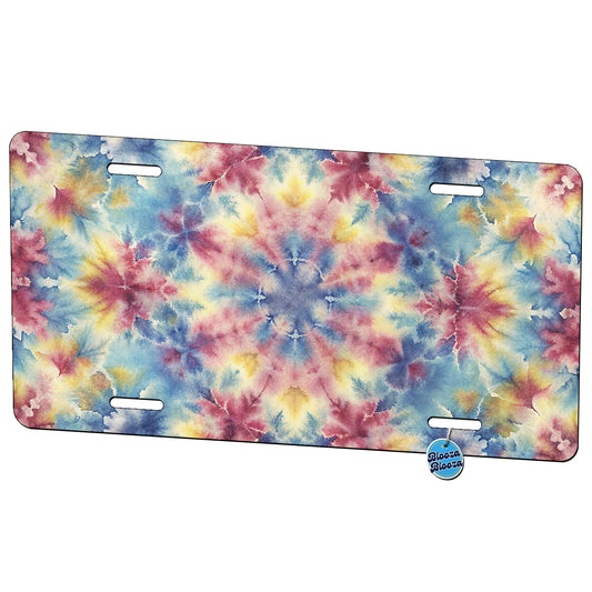 Tie Dye Blue Yellow Pink Metal Vanity Novelty Tag License Plate for Trucks Cars SUVs