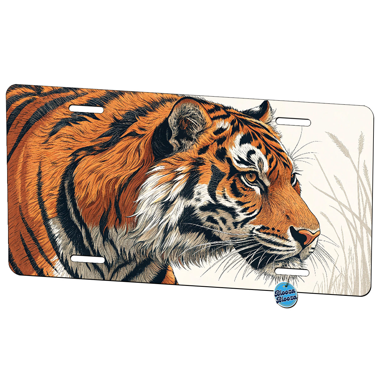 Tiger Closeup Metal Vanity Novelty Tag License Plate for Trucks Cars SUVs