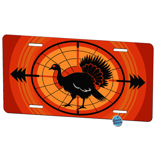 Turkey Silhouette In Crosshairs Hunting Hunter Metal Vanity Novelty Tag License Plate for Trucks Cars SUVs