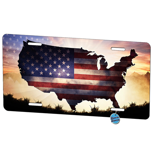 United States of America Silhouette Flag USA Patriotic Metal Vanity Novelty Tag License Plate for Trucks Cars SUVs