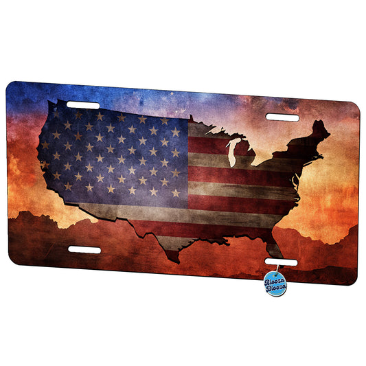 United States Silhouette Flag America USA Patriotic Metal Vanity Novelty Tag License Plate for Trucks Cars SUVs