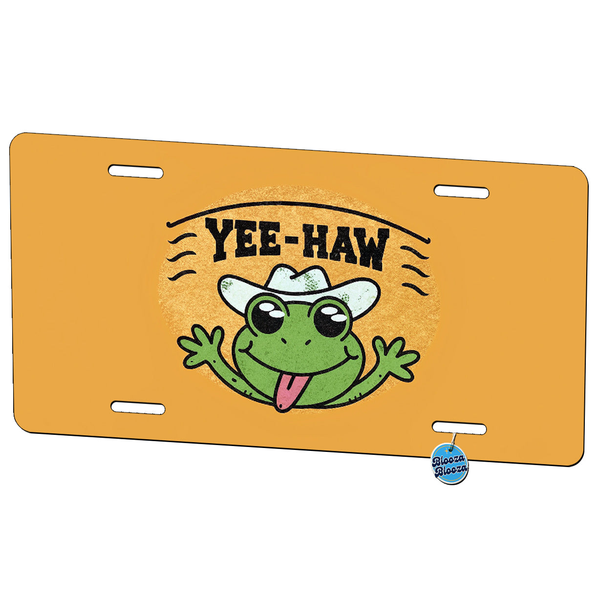 Yee Haw Funny Frog Wearing Cowboy Hat Metal Vanity Novelty Tag License Plate for Trucks Cars SUVs