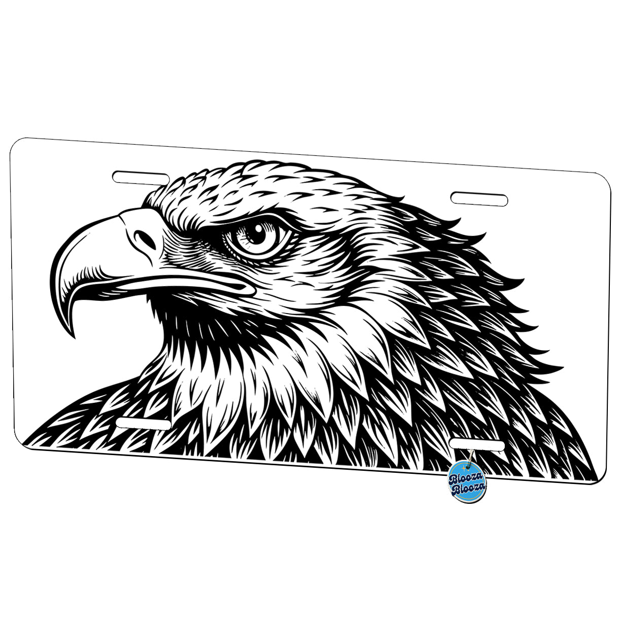 Bald Eagle Black White Metal Vanity Novelty Tag License Plate for Trucks Cars SUVs