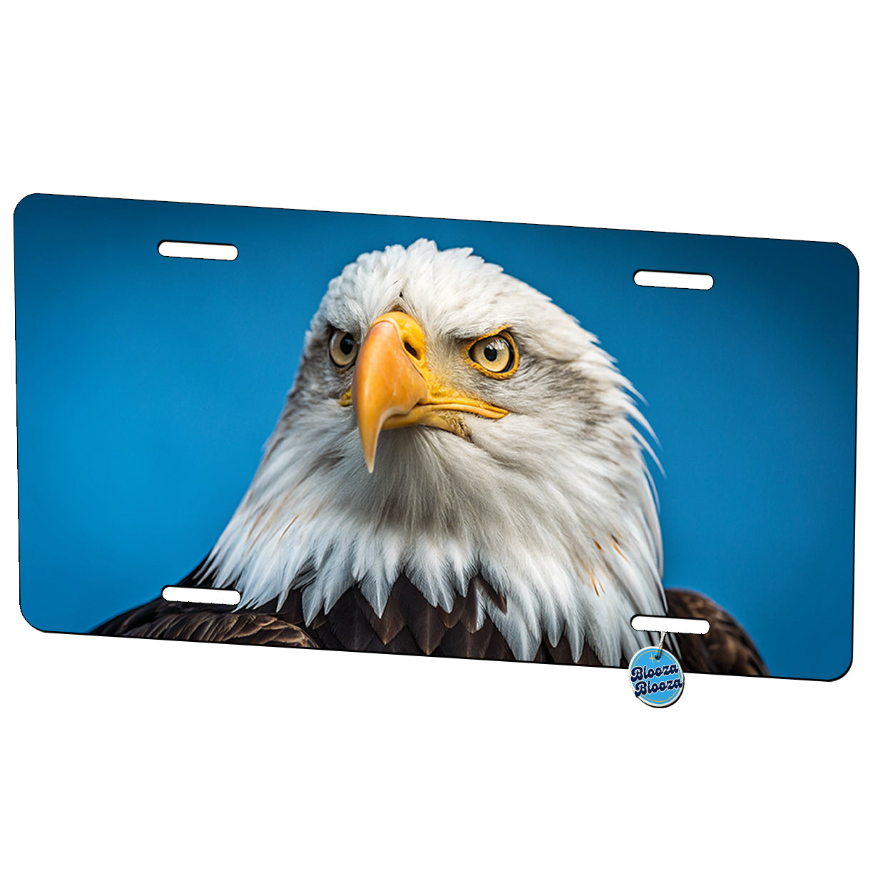 Bald Eagle Face Blue Background Metal Vanity Novelty Tag License Plate for Trucks Cars SUVs
