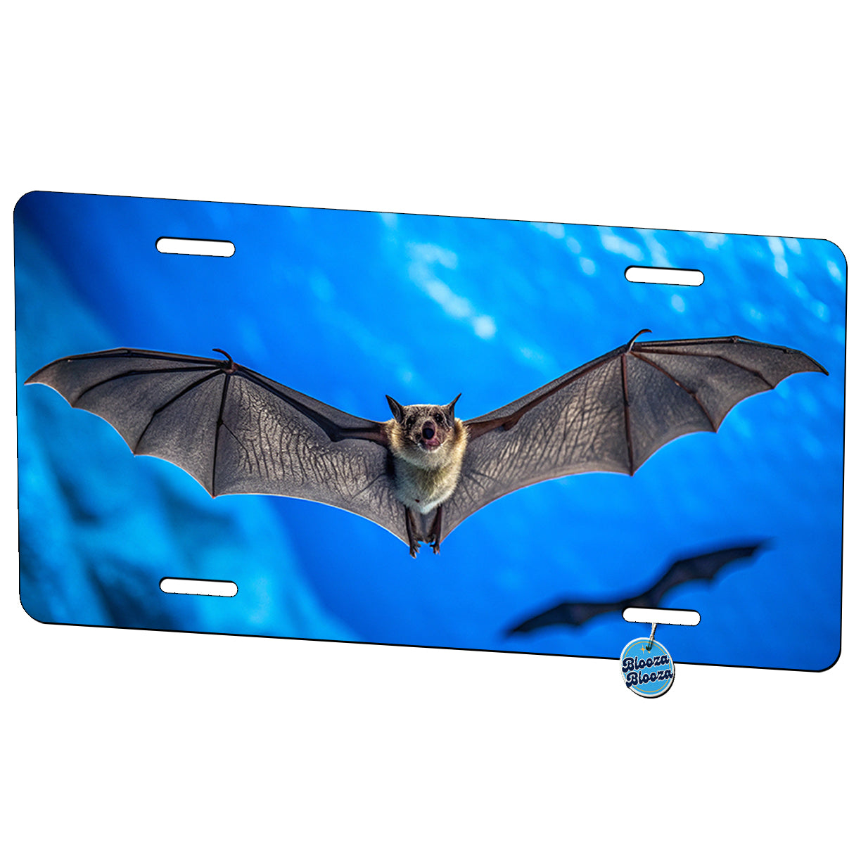 Bat Blue Background Metal Vanity Novelty Tag License Plate for Trucks Cars SUVs