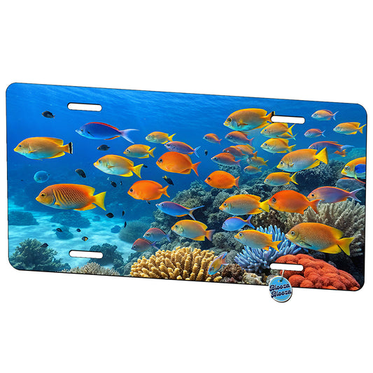 Beautiful School Of Tropical Fish Metal Vanity Novelty Tag License Plate for Trucks Cars SUVs