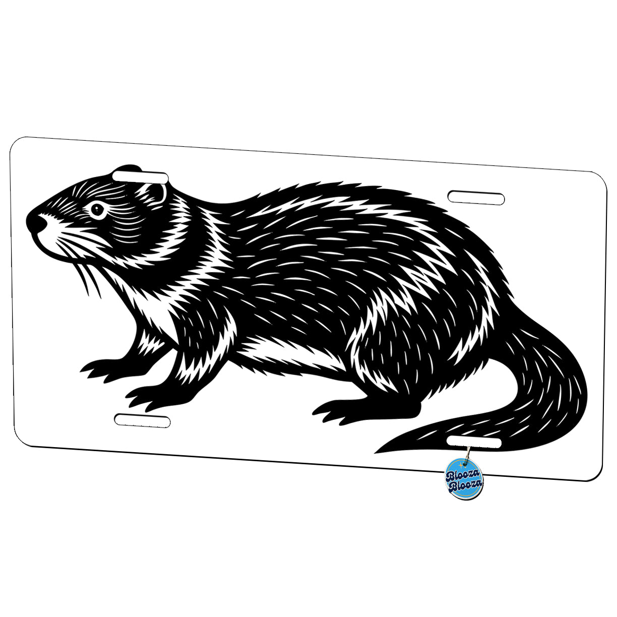 Beaver Black White Metal Vanity Novelty Tag License Plate for Trucks Cars SUVs
