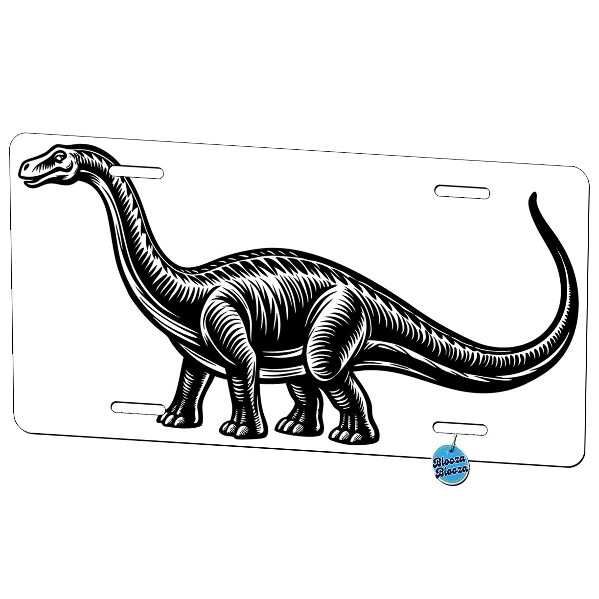 Brontosaurus Black White Metal Vanity Novelty Tag License Plate for Trucks Cars SUVs