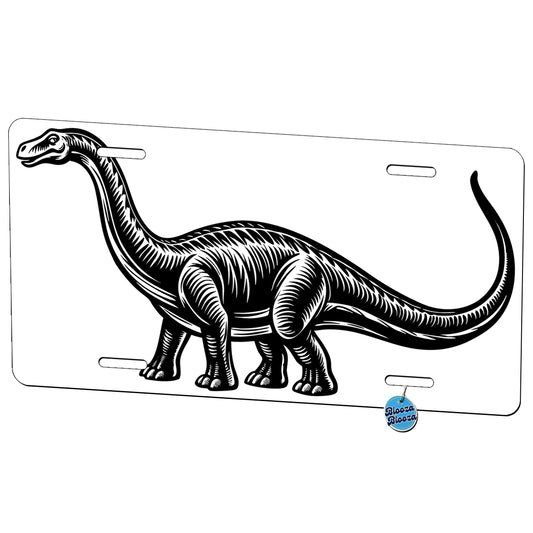 Brontosaurus Black White Metal Vanity Novelty Tag License Plate for Trucks Cars SUVs
