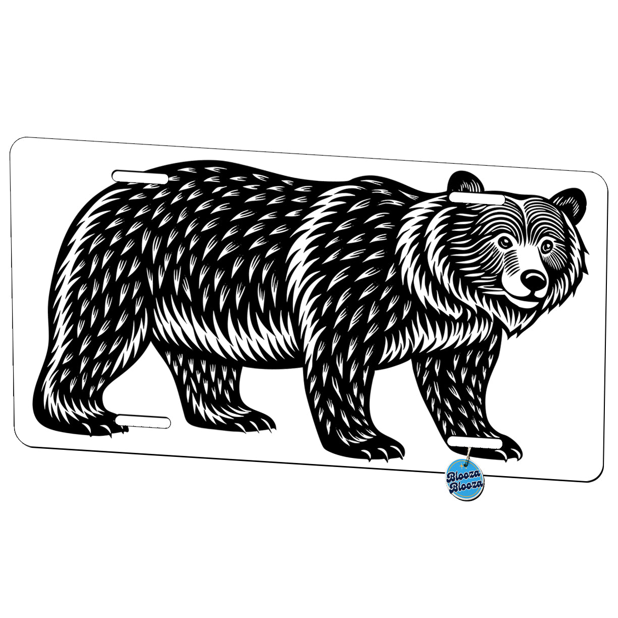 Brown Bear Black White Metal Vanity Novelty Tag License Plate for Trucks Cars SUVs