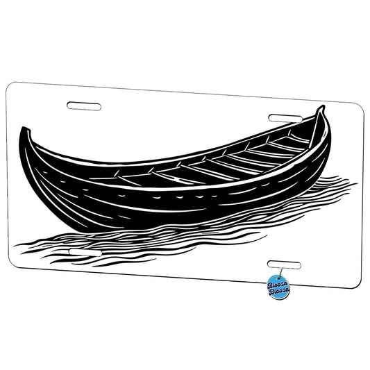Canoe Black White Metal Vanity Novelty Tag License Plate for Trucks Cars SUVs