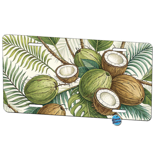 Coconuts Pattern Metal Vanity Novelty Tag License Plate for Trucks Cars SUVs