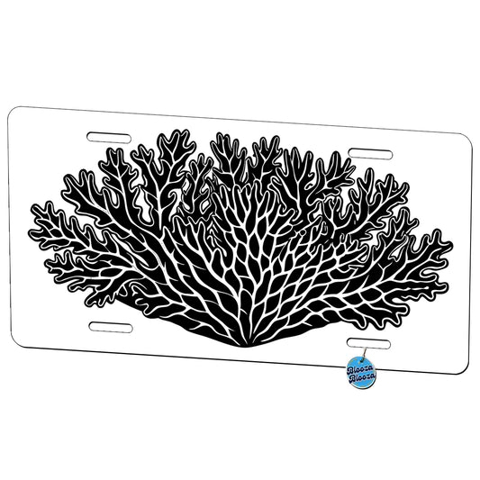 Coral Black White Metal Vanity Novelty Tag License Plate for Trucks Cars SUVs