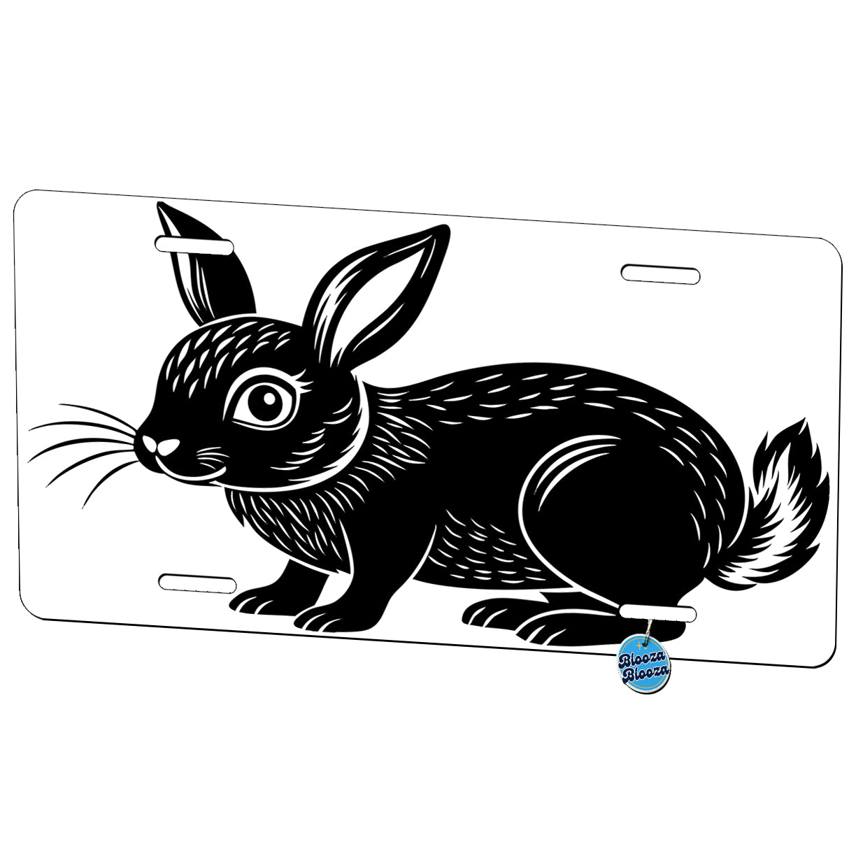 Cute Bunny Black White Metal Vanity Novelty Tag License Plate for Trucks Cars SUVs