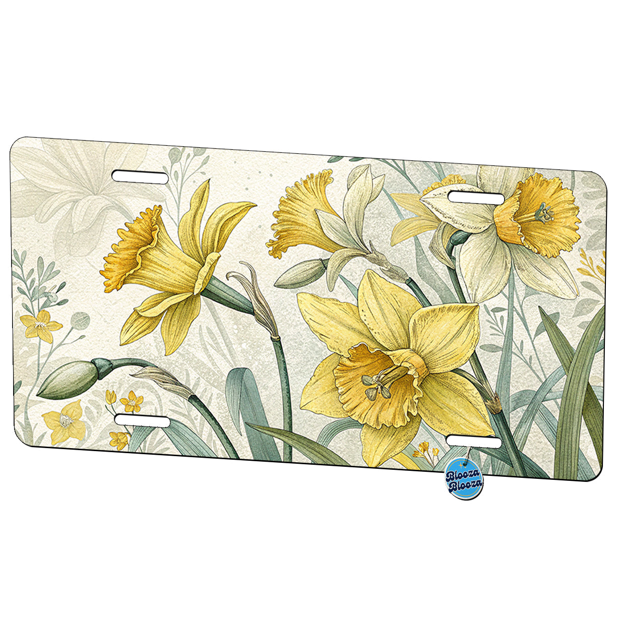 Daffodils Pattern Metal Vanity Novelty Tag License Plate for Trucks Cars SUVs