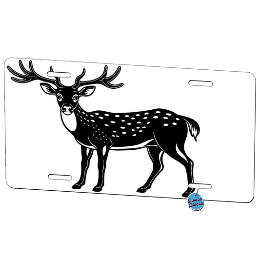 Deer Black White Metal Vanity Novelty Tag License Plate for Trucks Cars SUVs