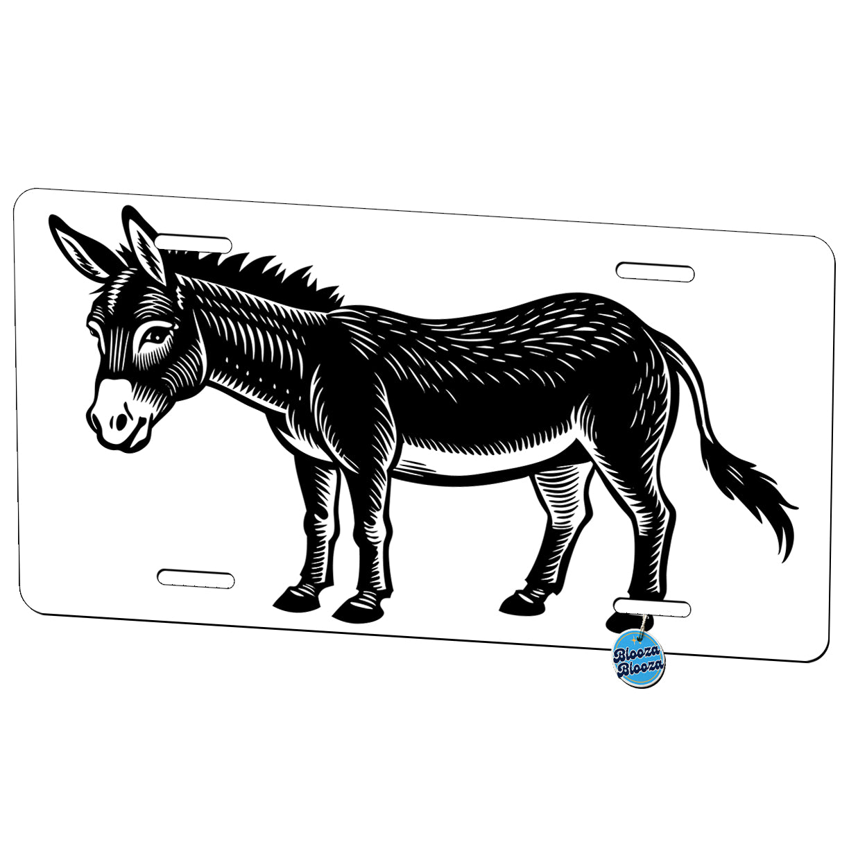 Donkey Black White Metal Vanity Novelty Tag License Plate for Trucks Cars SUVs