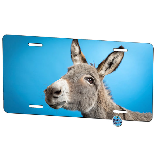 Donkey Face Blue Background Metal Vanity Novelty Tag License Plate for Trucks Cars SUVs
