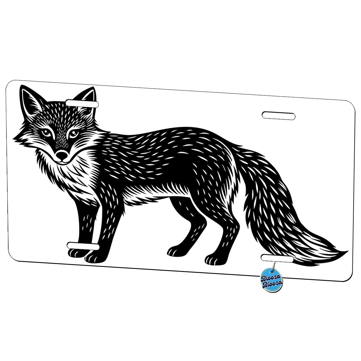 Fox Black White Metal Vanity Novelty Tag License Plate for Trucks Cars SUVs