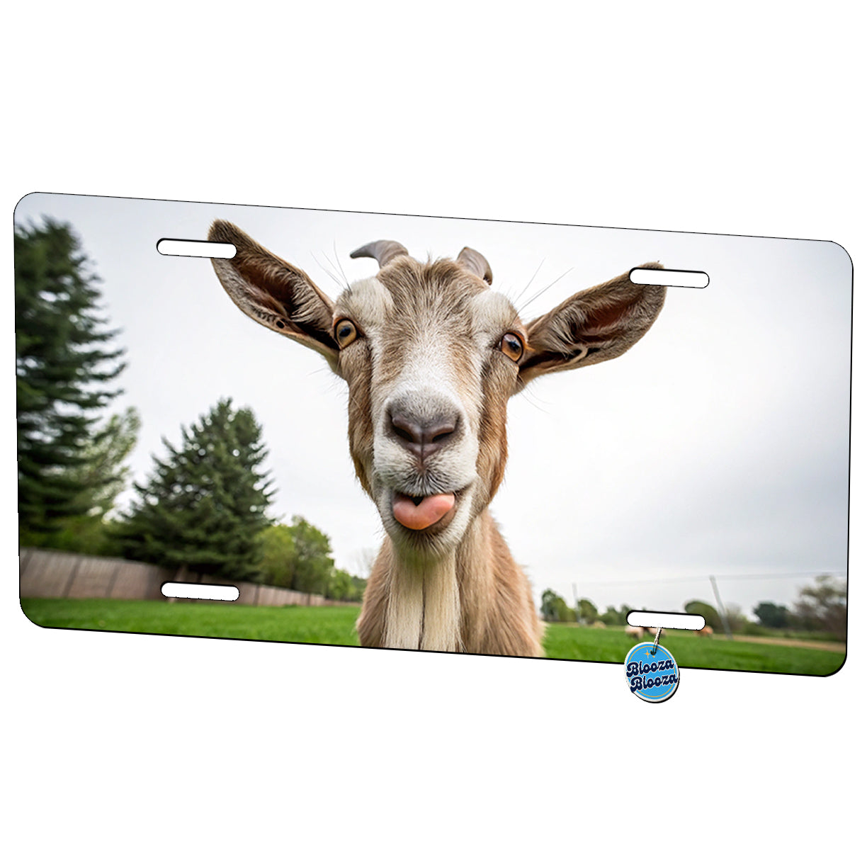 Funny Goat With Tongue Out Metal Vanity Novelty Tag License Plate for Trucks Cars SUVs
