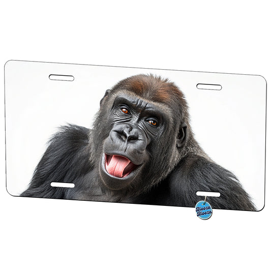 Funny Gorilla With Tongue Out Metal Vanity Novelty Tag License Plate for Trucks Cars SUVs