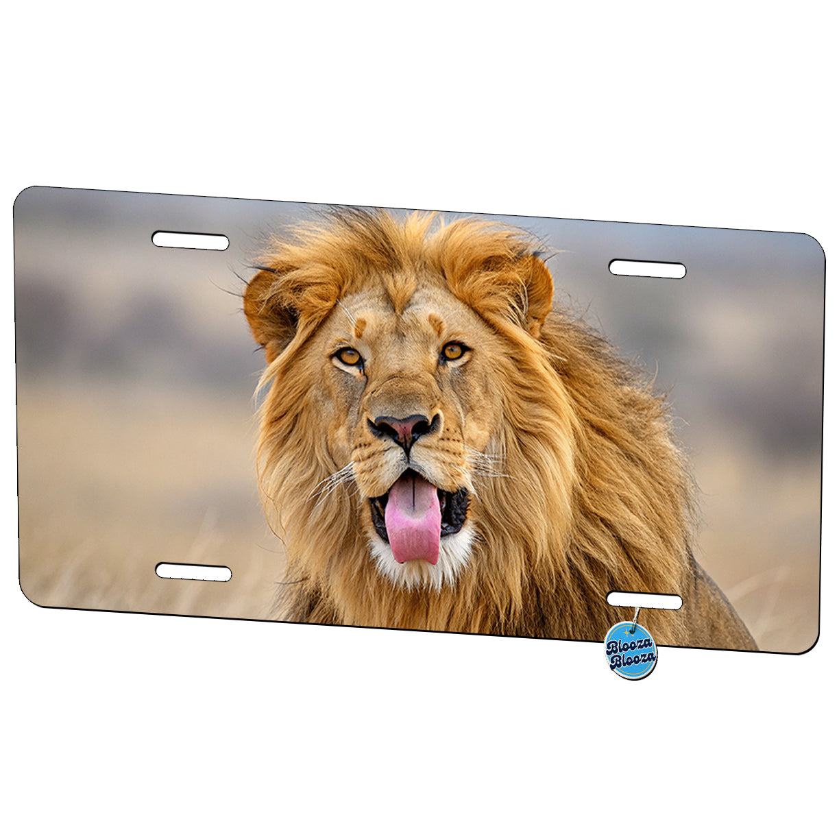 Funny Male Lion Face With Tongue Out Metal Vanity Novelty Tag License Plate for Trucks Cars SUVs