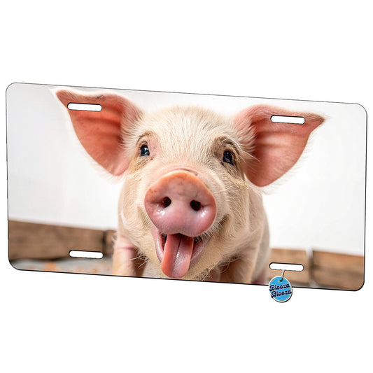 Funny Pig Face With Tongue Out Metal Vanity Novelty Tag License Plate for Trucks Cars SUVs