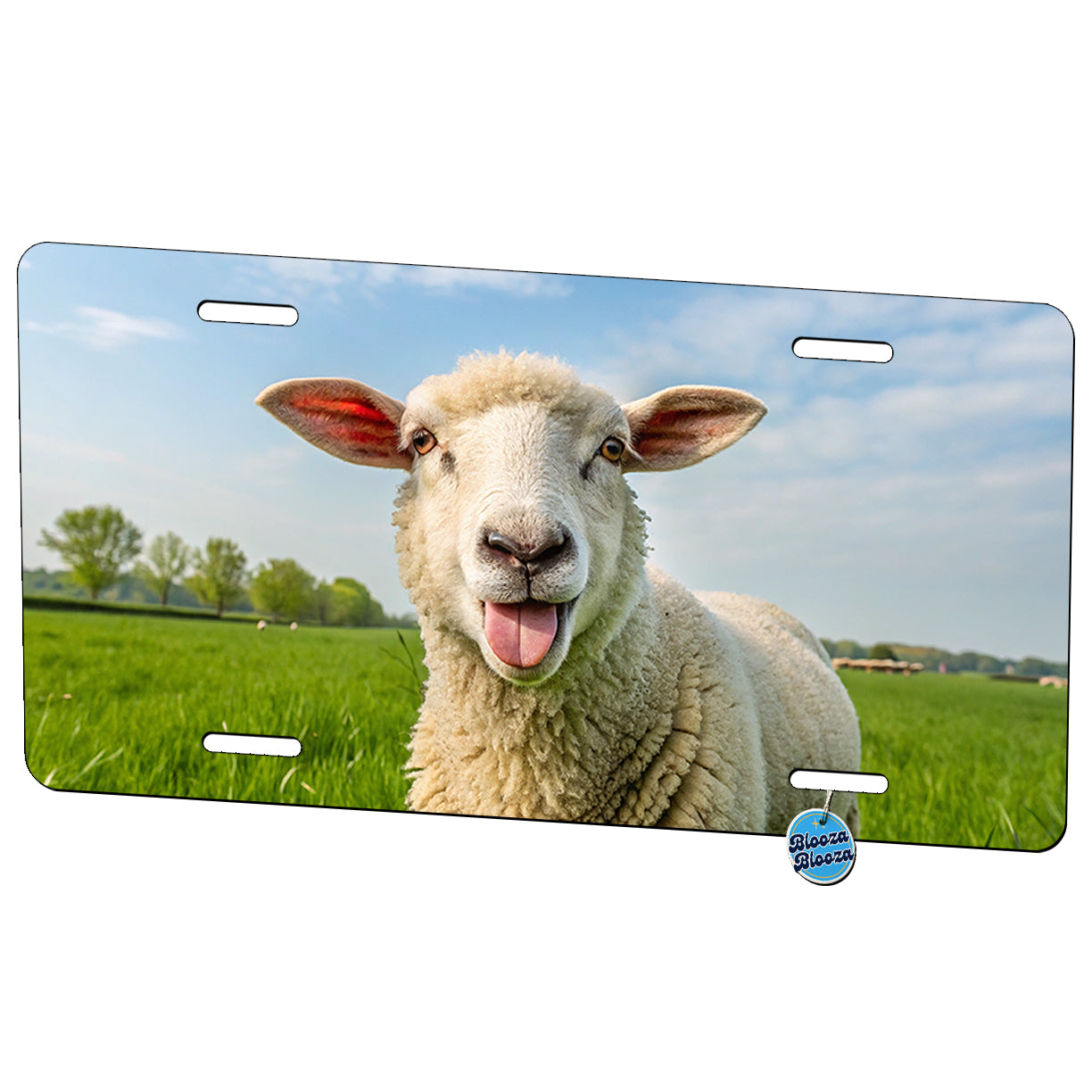 Funny Sheep With Tongue Out Metal Vanity Novelty Tag License Plate for Trucks Cars SUVs