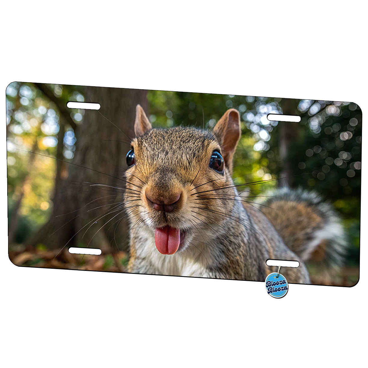 Funny Squirrel Face With Tongue Out Metal Vanity Novelty Tag License Plate for Trucks Cars SUVs