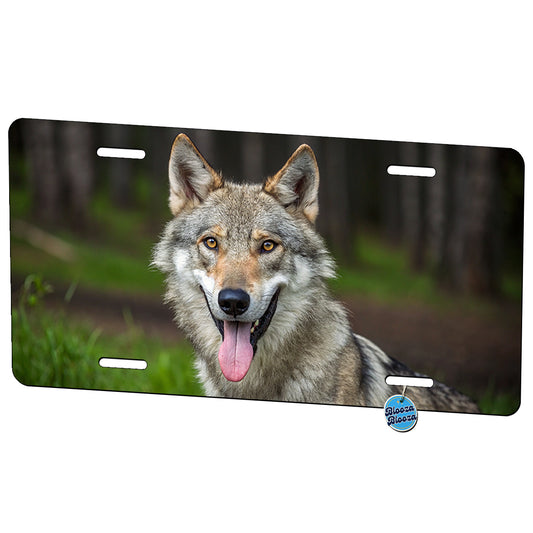 Funny Wolf With Tongue Out Metal Vanity Novelty Tag License Plate for Trucks Cars SUVs