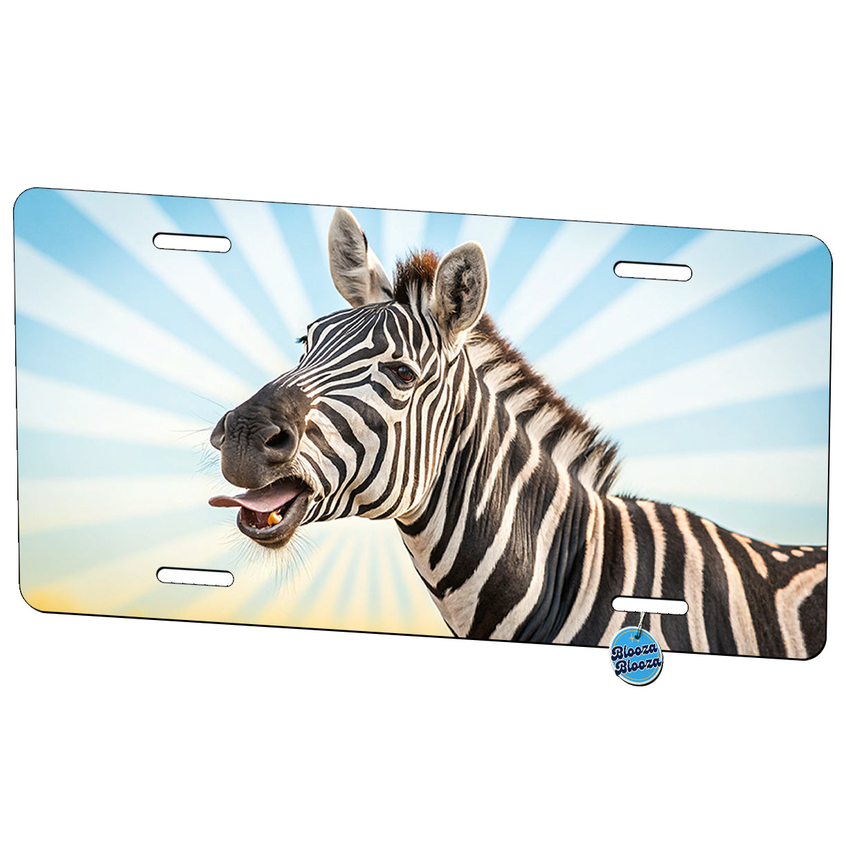 Funny Zebra Face With Tongue Out Metal Vanity Novelty Tag License Plate for Trucks Cars SUVs