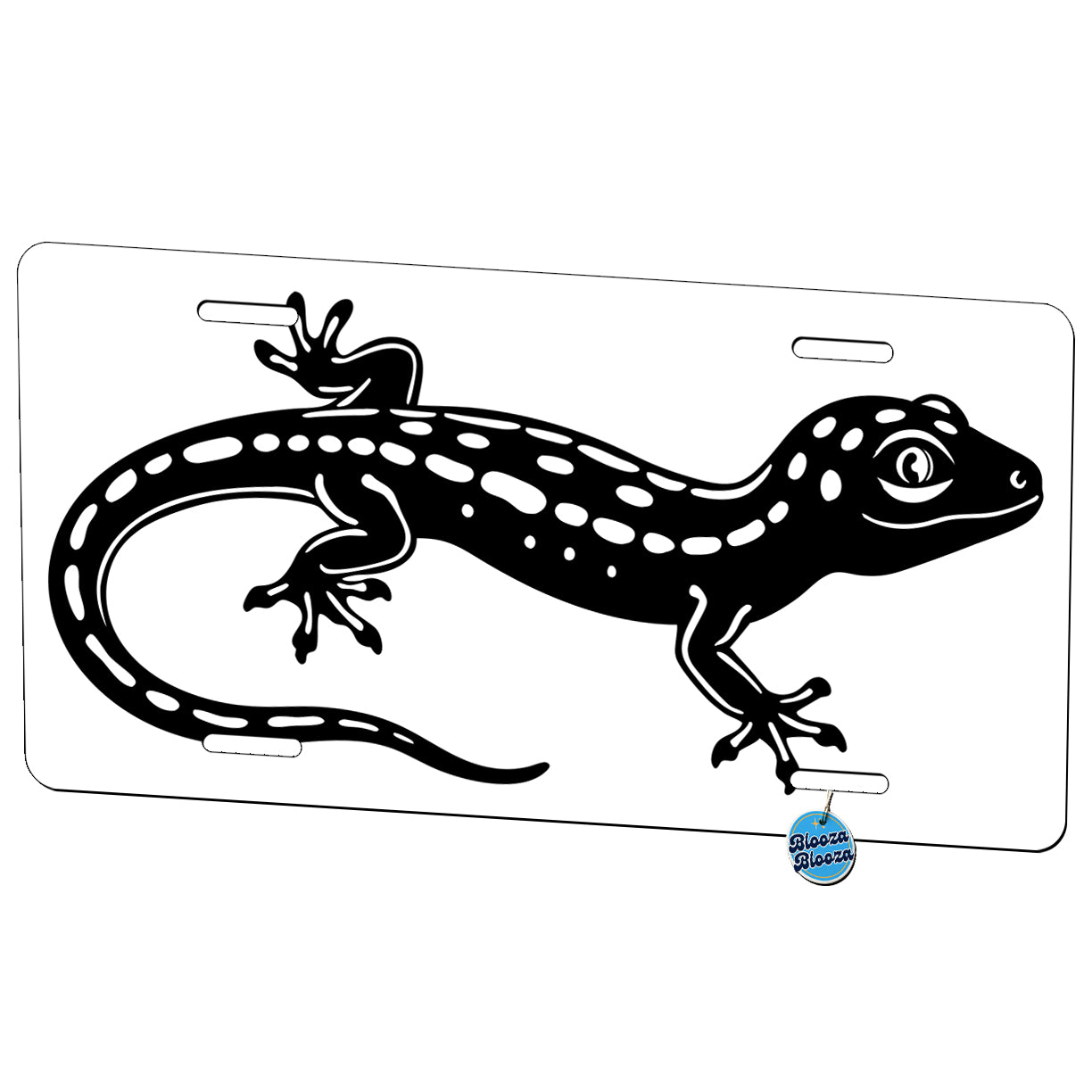 Gecko Black White Metal Vanity Novelty Tag License Plate for Trucks Cars SUVs