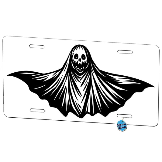 Ghost Black White Metal Vanity Novelty Tag License Plate for Trucks Cars SUVs
