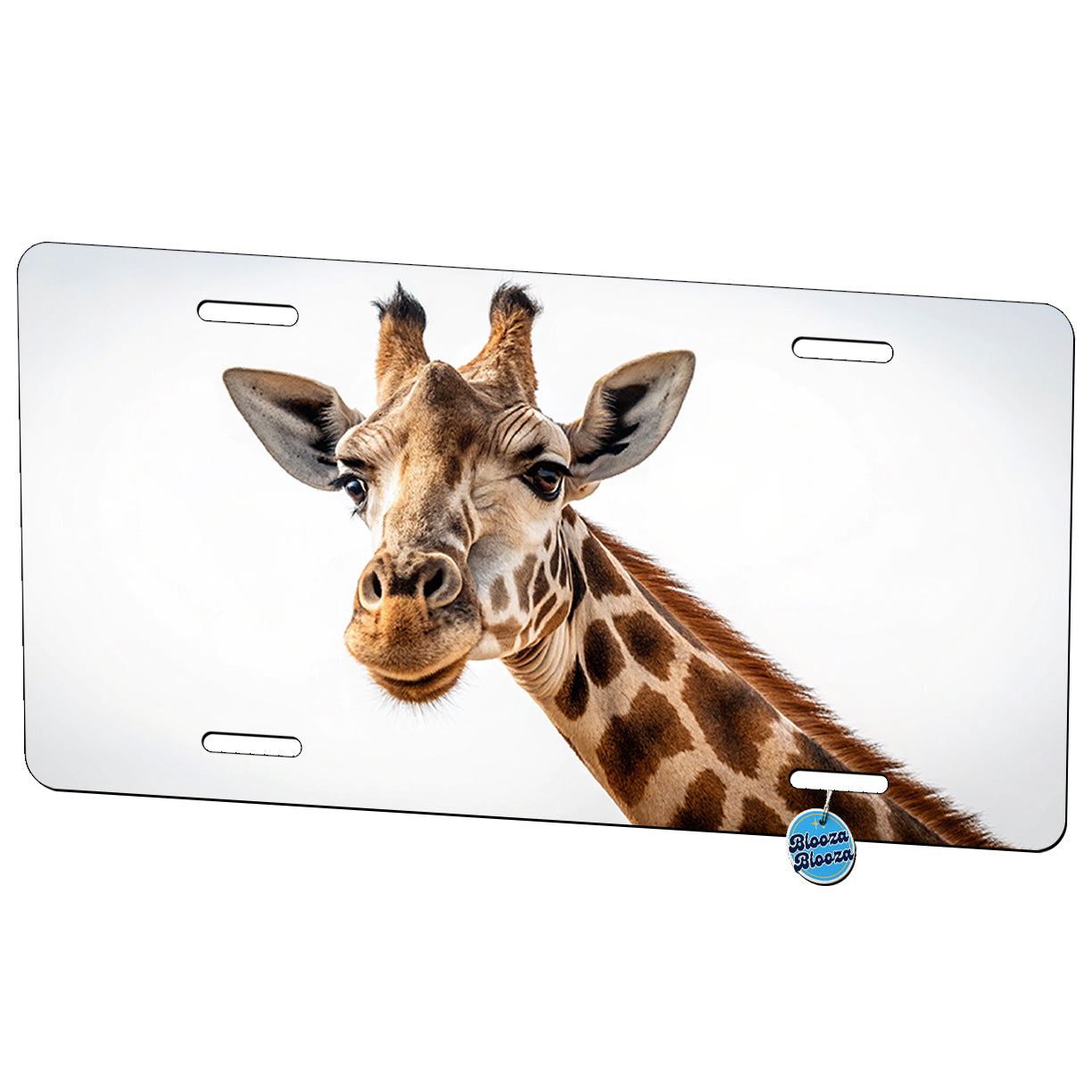 Giraffe Face White Background Metal Vanity Novelty Tag License Plate for Trucks Cars SUVs