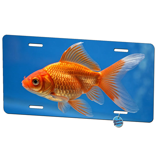 Goldfish Blue Background Metal Vanity Novelty Tag License Plate for Trucks Cars SUVs