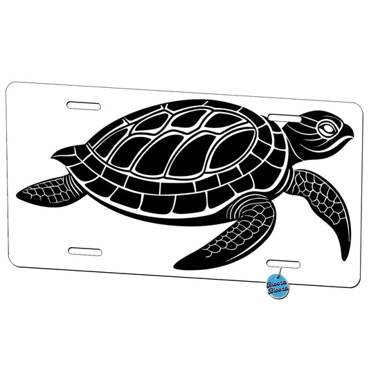Honu Turtle Hawaiian Black White Metal Vanity Novelty Tag License Plate for Trucks Cars SUVs