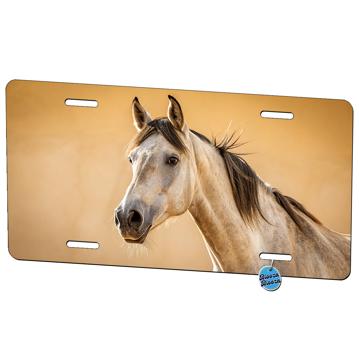 Horse Face Tan Background Metal Vanity Novelty Tag License Plate for Trucks Cars SUVs