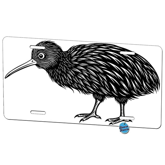 Kiwi Bird Black White Metal Vanity Novelty Tag License Plate for Trucks Cars SUVs