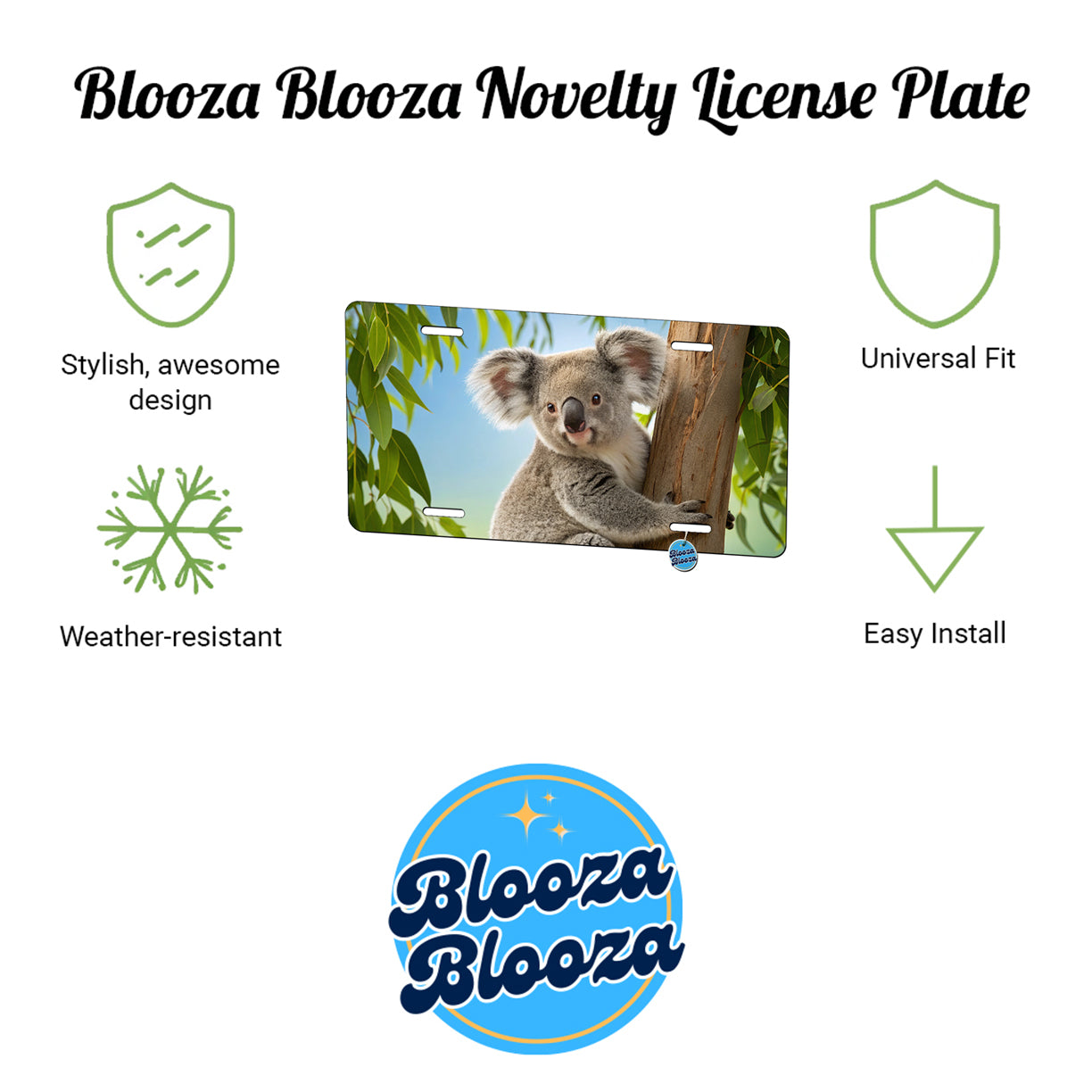 Koala Marsupial Climbing Tree Australia Metal Vanity Novelty Tag License Plate for Trucks Cars SUVs