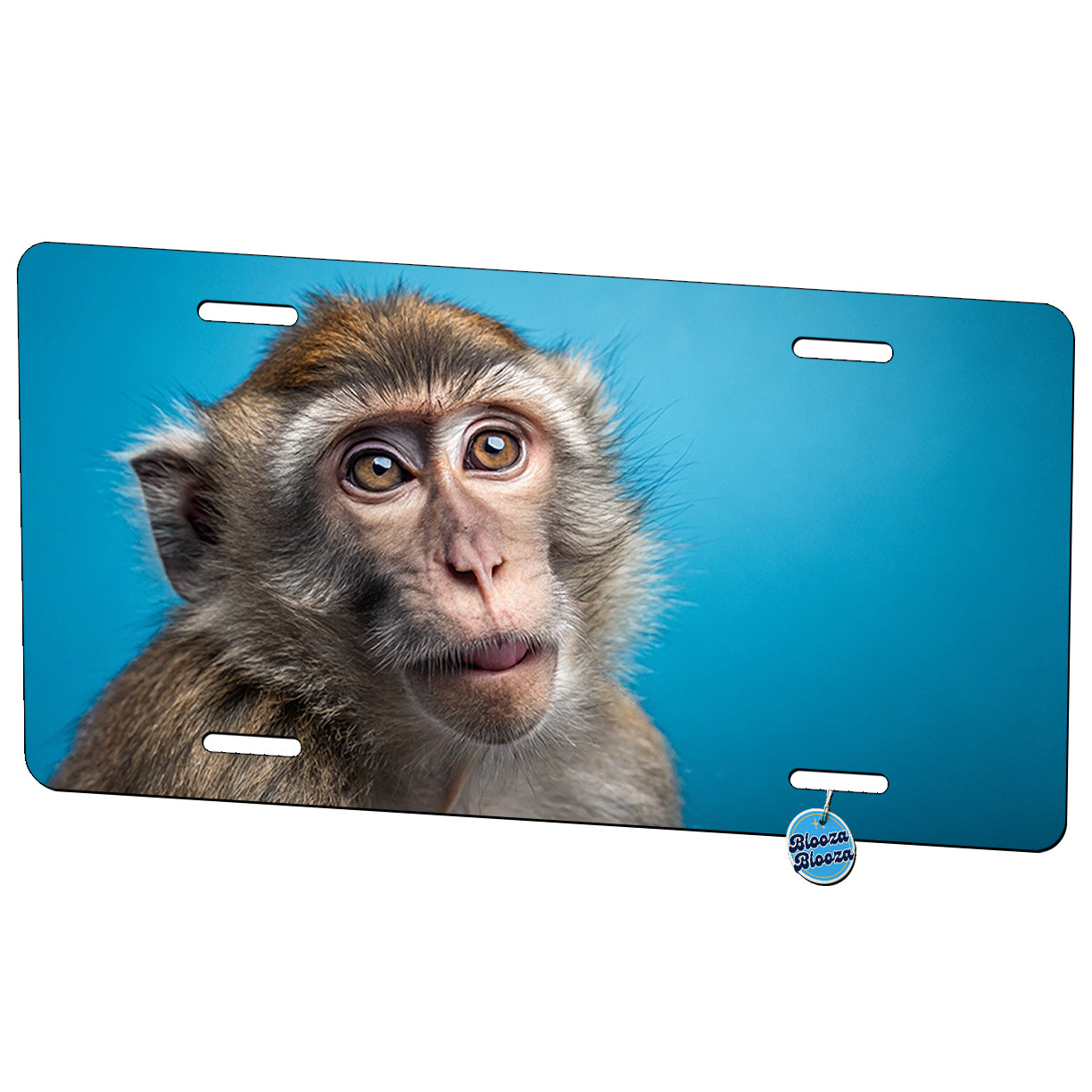 Monkey Face Blue Background Metal Vanity Novelty Tag License Plate for Trucks Cars SUVs