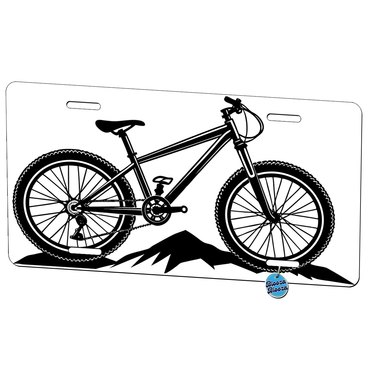 Mountain Bike Black White Metal Vanity Novelty Tag License Plate for Trucks Cars SUVs