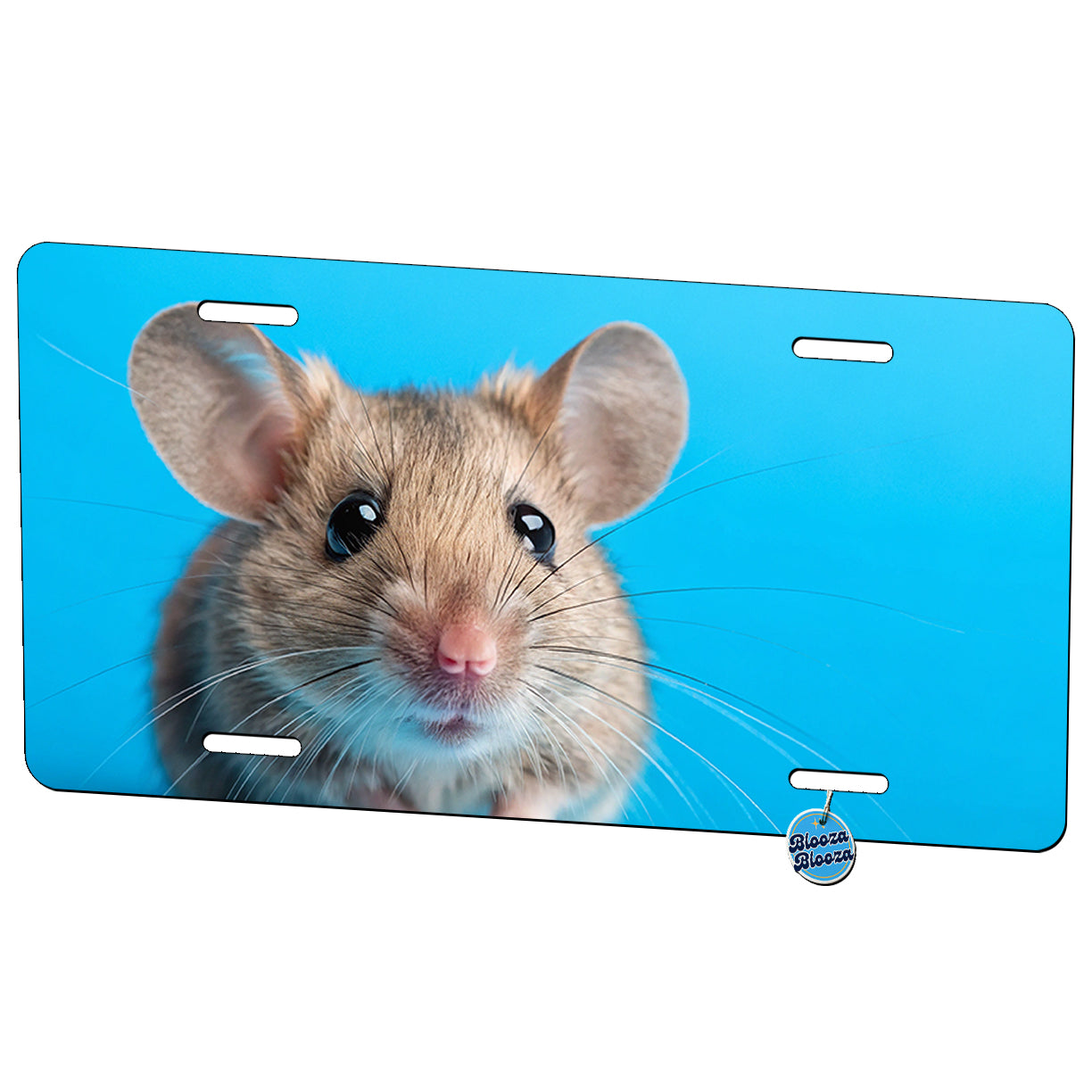 Mouse Face Blue Background Metal Vanity Novelty Tag License Plate for Trucks Cars SUVs