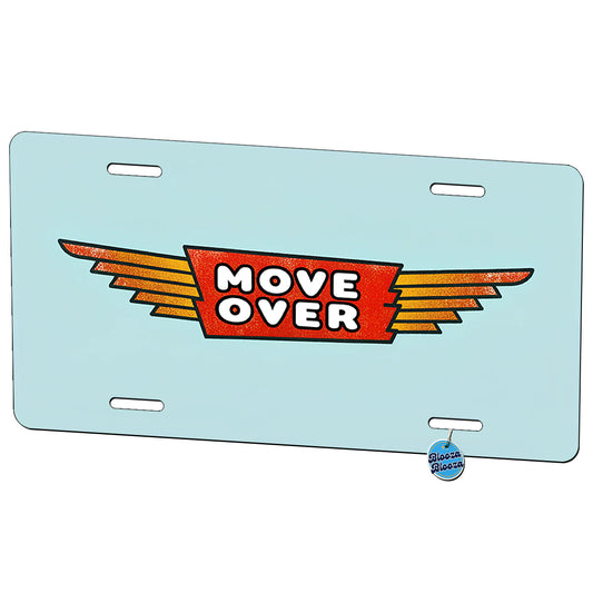 Move Over Blue Background Metal Vanity Novelty Tag License Plate for Trucks Cars SUVs