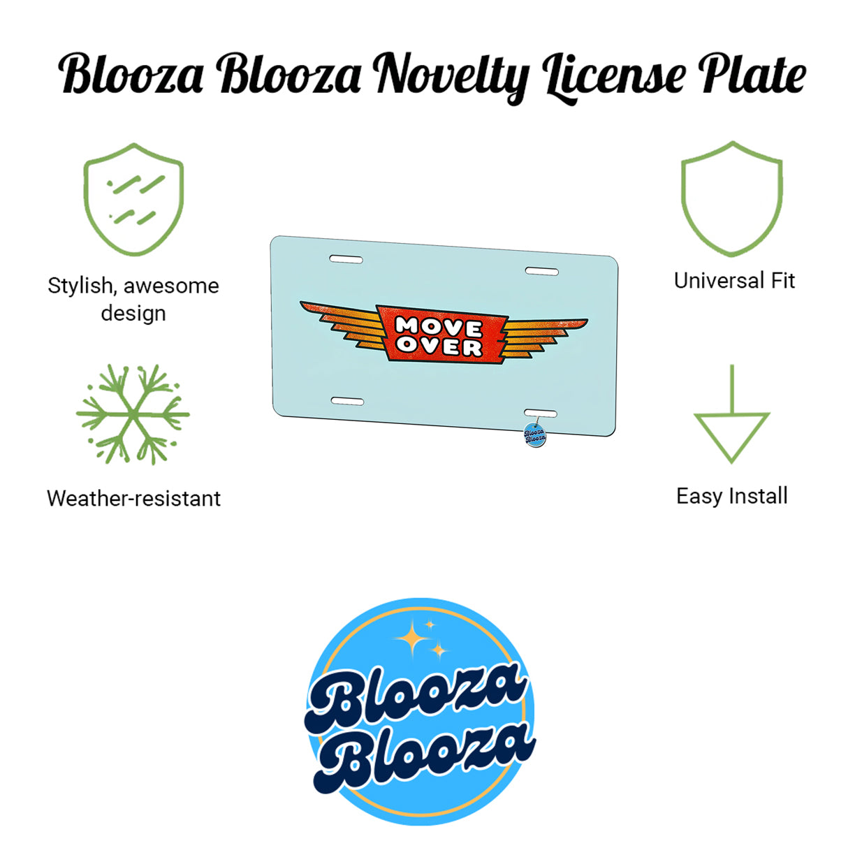 Move Over Blue Background Metal Vanity Novelty Tag License Plate for Trucks Cars SUVs