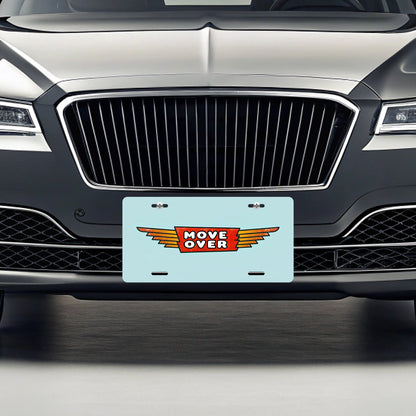 Move Over Blue Background Metal Vanity Novelty Tag License Plate for Trucks Cars SUVs