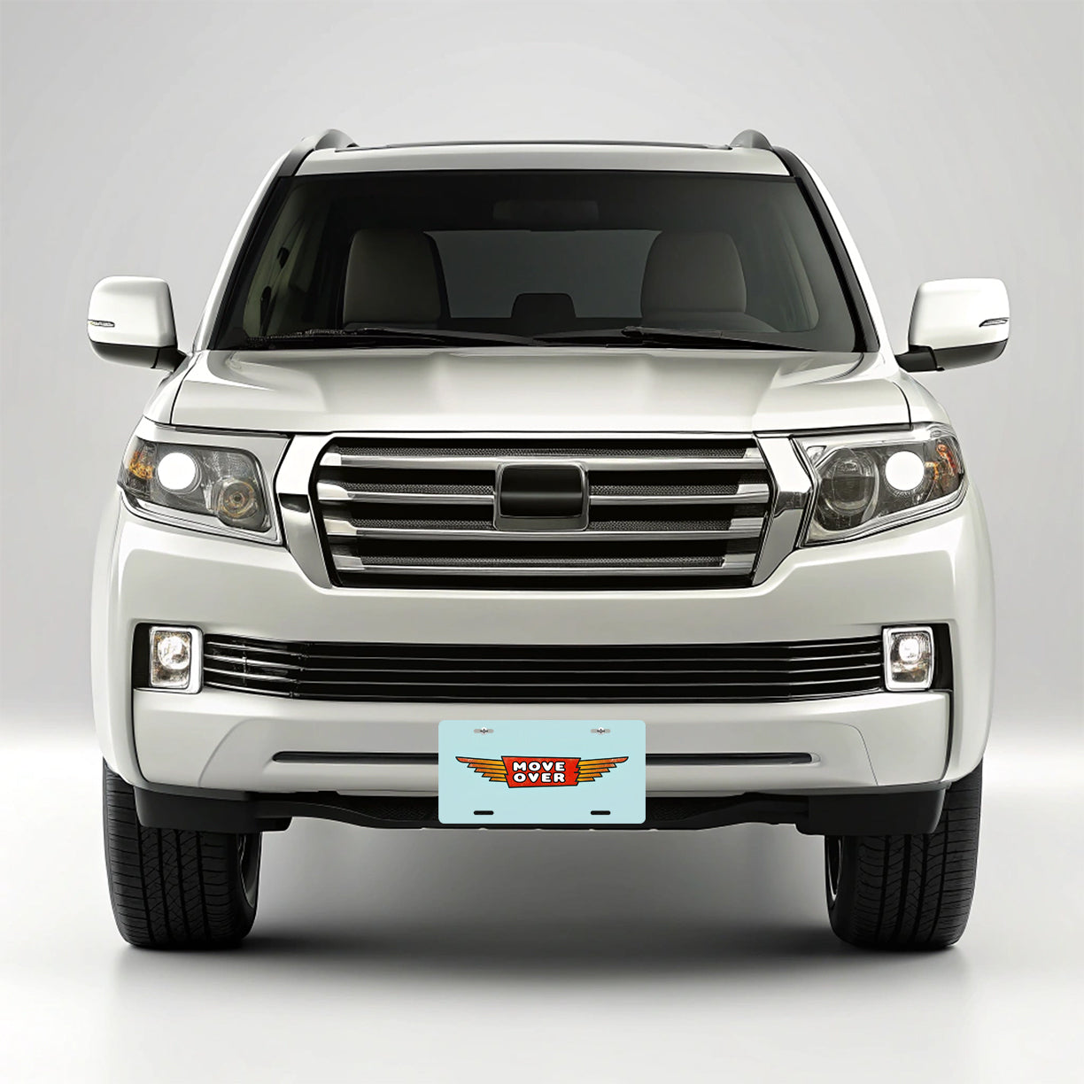 Move Over Blue Background Metal Vanity Novelty Tag License Plate for Trucks Cars SUVs